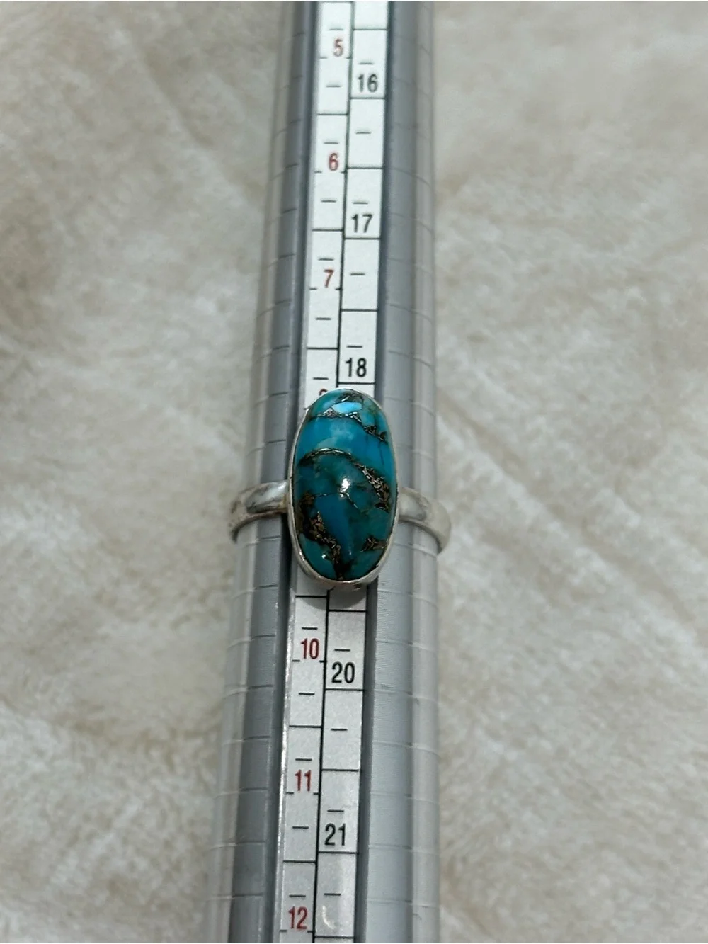 Sterling Silver Turquoise Oval Ring - Blue Stone